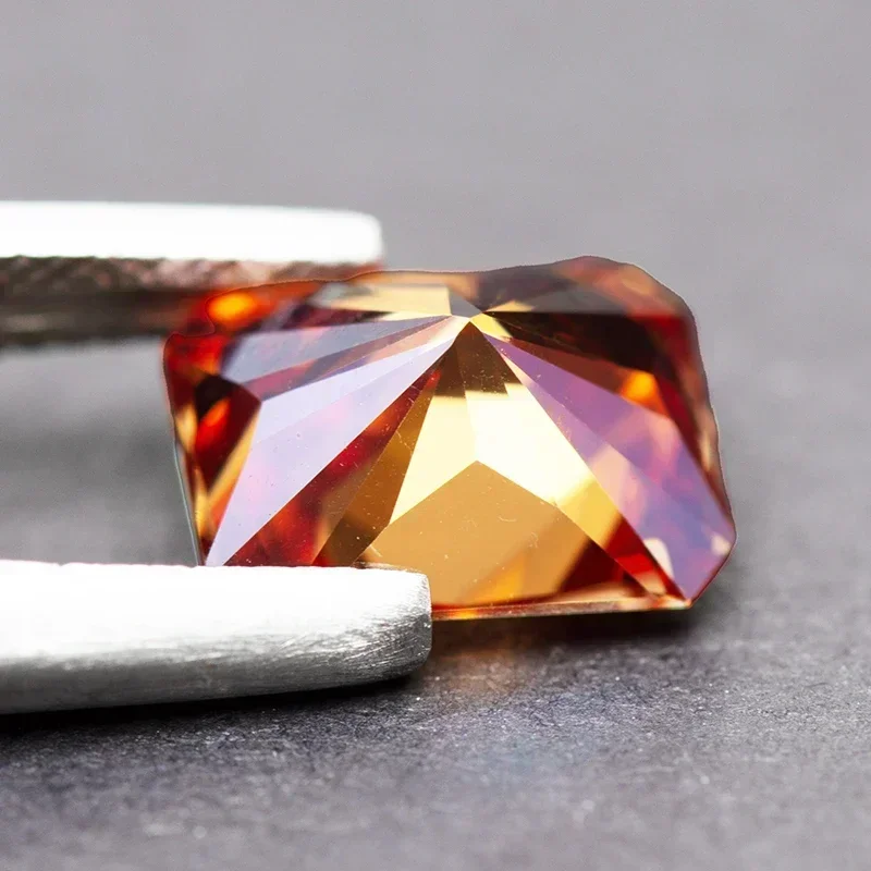 

Watermelon Red Color Radiant Cut Moissanite Stone Artificial Gemstone DIY Advanced Jewelry Rings Earrings Making with Certifica