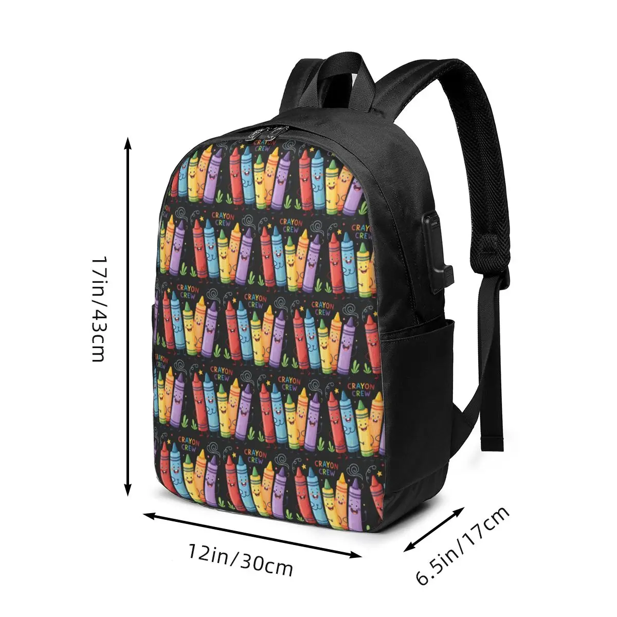 Cartoon Colorful Crayon Character Backpack Travel Notebook Bag Computer College Student School Bag Laptop Shoulder Bags