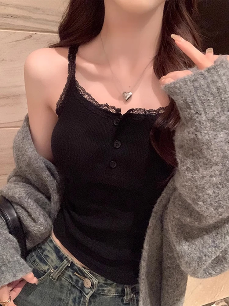 Crop Top met kanten rand Dames Slim Fit ort Svel T-shirt Faionable Innerwear Bovenkleding Zomer Trendy katoenmix