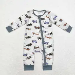 RTS new bamboo boy rompers airplane rice green comfortable infant boys boutique wholesale romper