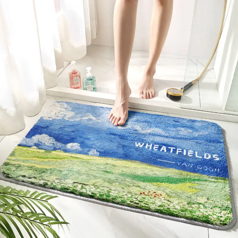 Bath Mat Absorbent Non-Slip Bathroom Shower Pad Bath Rug Mat Floor Decor Soft Thick Living Room Plush Foot Carpet Doormat Home