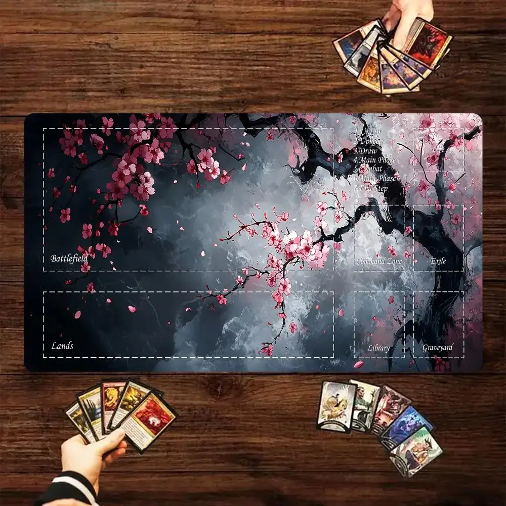 

Digital Art Plum Blossom magic Playmat Card Gaming Mat with zone MTG TCG gathering game mat Desk Mat Commander Battle playmat