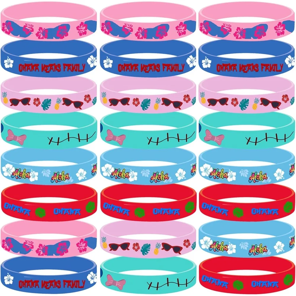 

Hawaiian Tropical Party Favors Birthday Decorations,24 Pieces Silicone Bracelets, Party Supplies,Goodie Bags Favor