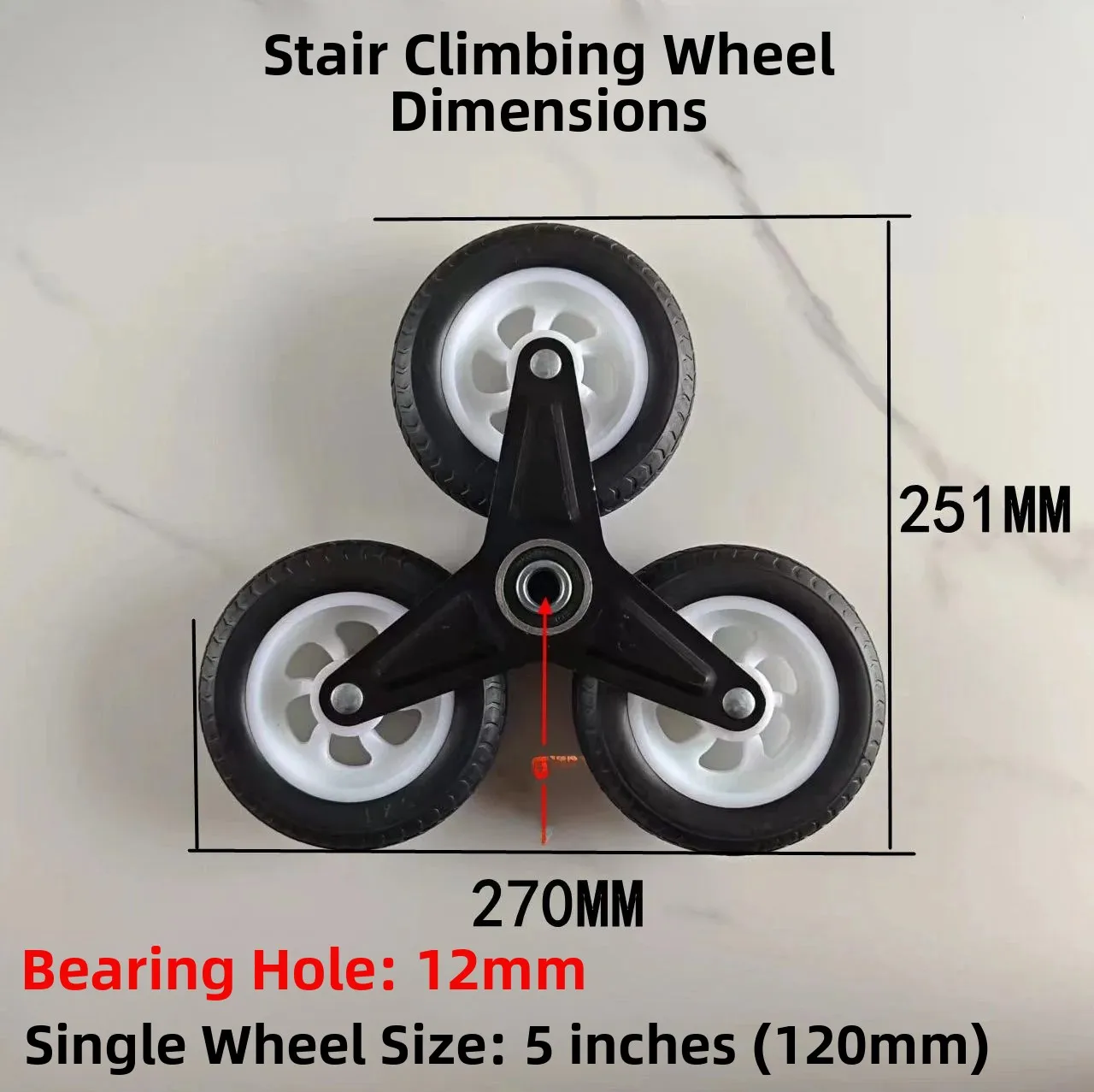 Portable Six-Wheel Rubber Wheel Climbing Stairs Shopping Cart Hand Truck Luggage Cart Versatile Folding Moving Wheels