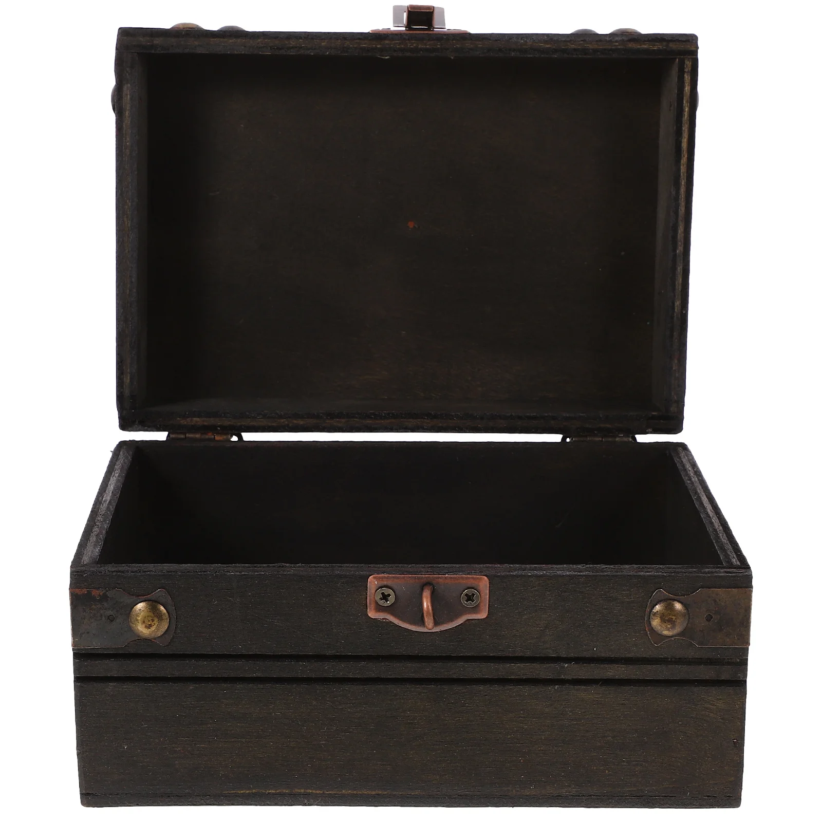 Wooden Treasure Chest Lock Vintage Jewelry Storage Box Pirate Theme Party Kids Trinket Case Retro Money Bank Organizer