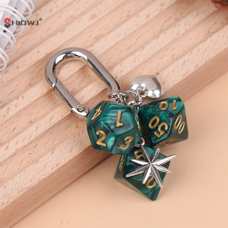 8cm Lucky Dice Chain Keychain Multi Element Trendy Bag Pendant Waist Hanging Decoration Accessories Car Keychain Gifts