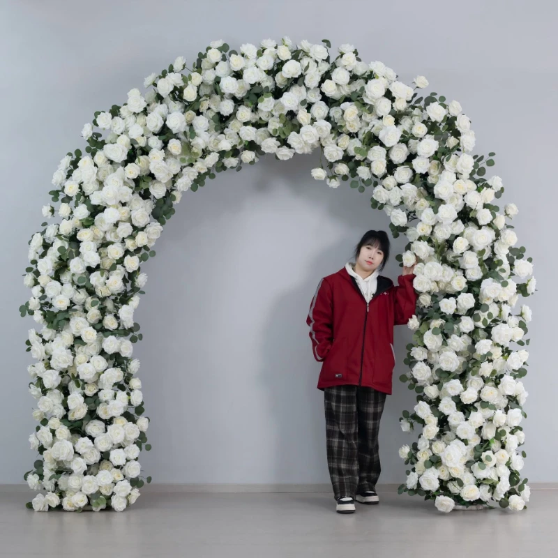 

Artificial White Rose U Shaped Arch Decoration Floral Arrangement Wedding Stage Background Arrangement Floral Arrangement