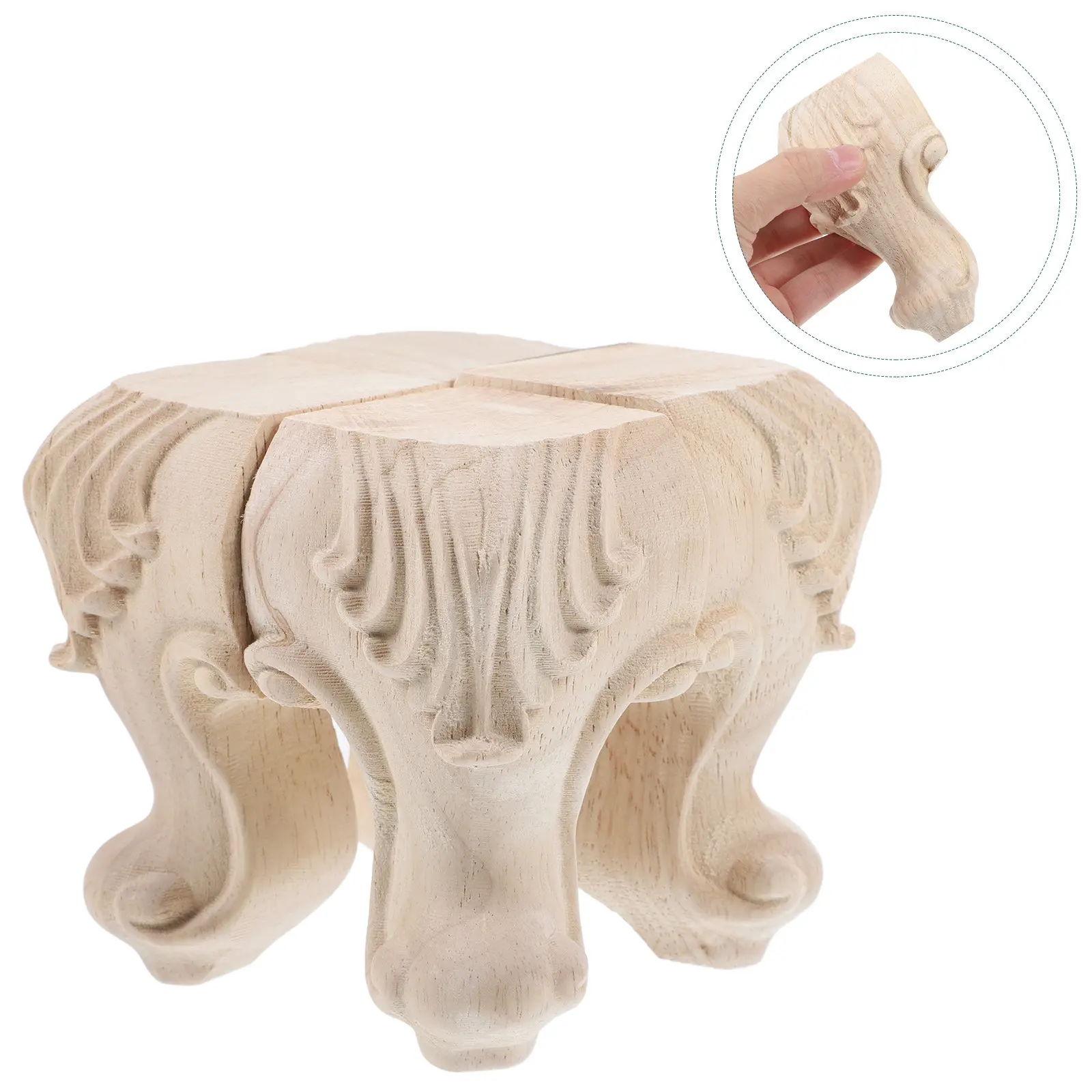 4-個の無垢材家具の脚ソファ脚交換用未完成木製ソファキャビネットドレッサーの足ヨーロッパスタイルの彫刻-diy