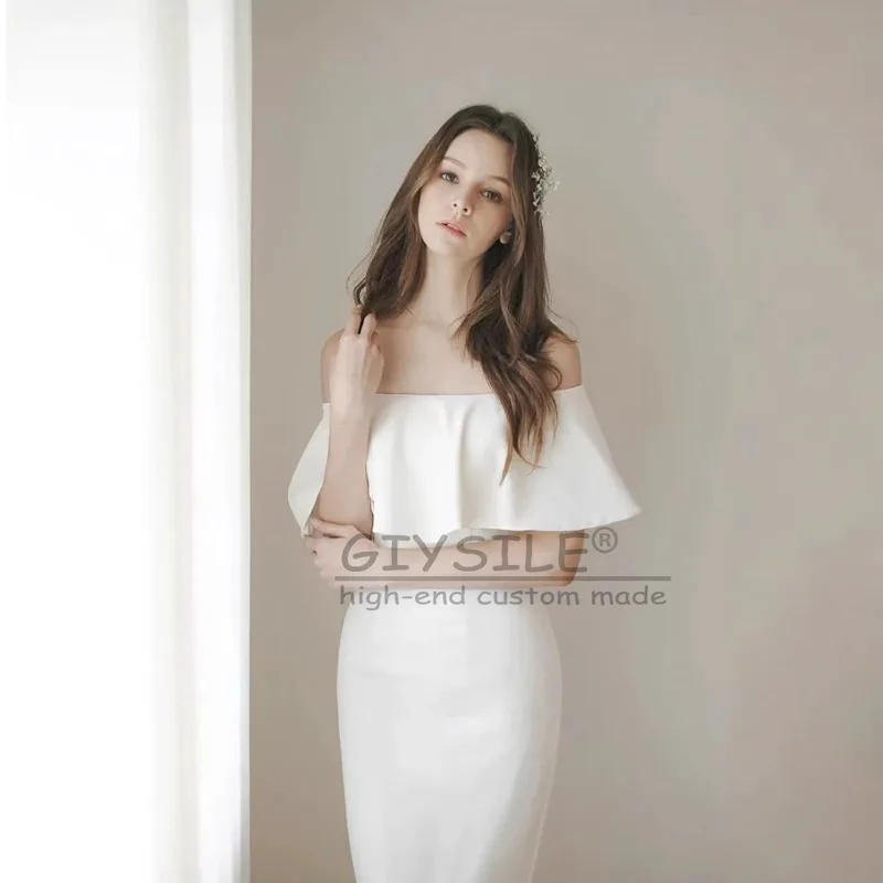 

GIYSILE Customized Fashion Simple Daily White Waist Fishtail Slim Light Wedding Dress Party Tube Top Evening Dresses