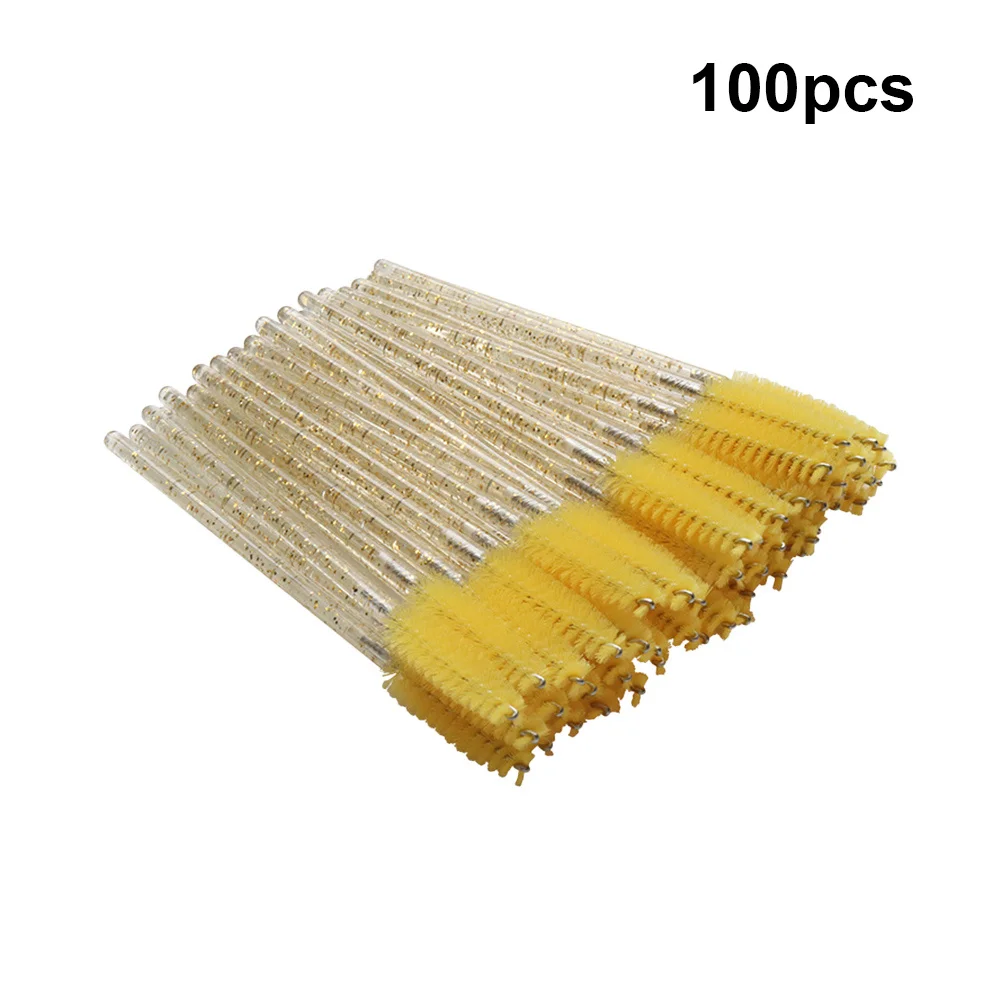 100Pcs Disposable Eyelash Mascara Brushes Crystal Rod Flexible Lash Combs Portable Lash Separators Eyelash Makeup Brushes