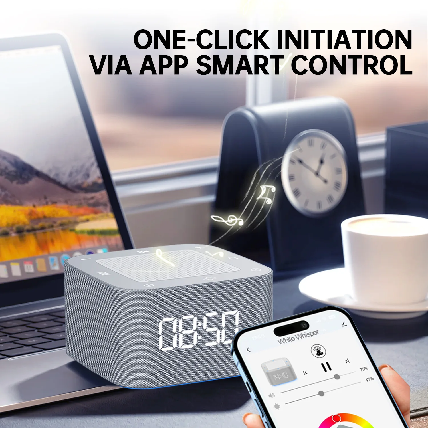 Pequenos alto-falantes Bluetooth sem fio inteligentes integrados 32 tipos de ruído branco para dormir luz noturna LED com tempo de desligamento