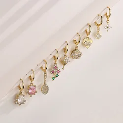 HECHENG, Small Pendant Earrings Shell Flower Sports Sweet and Cute Women's Jewelry Party Earrings 1 Pair