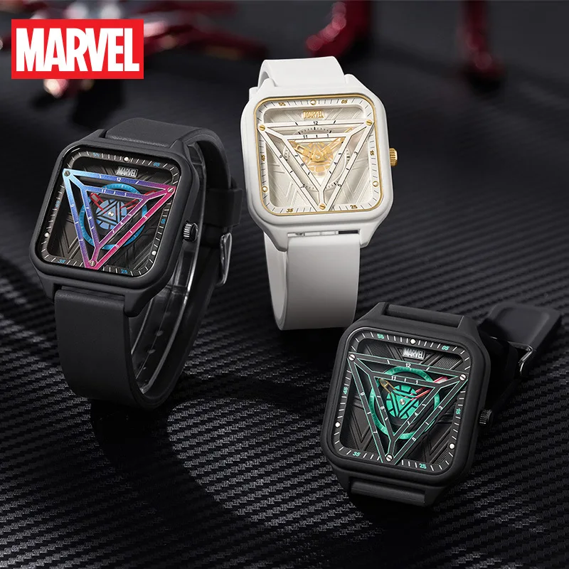 Disney ของขวัญกล่อง Marvel Iron Man Co-Branded แฟชั่นทรงสี่เหลี่ยมจัตุรัสจำกัด Cool นาฬิกาข้อมือสำหรับผู้ชายธุรกิจนาฬิกา Relogio Masculino