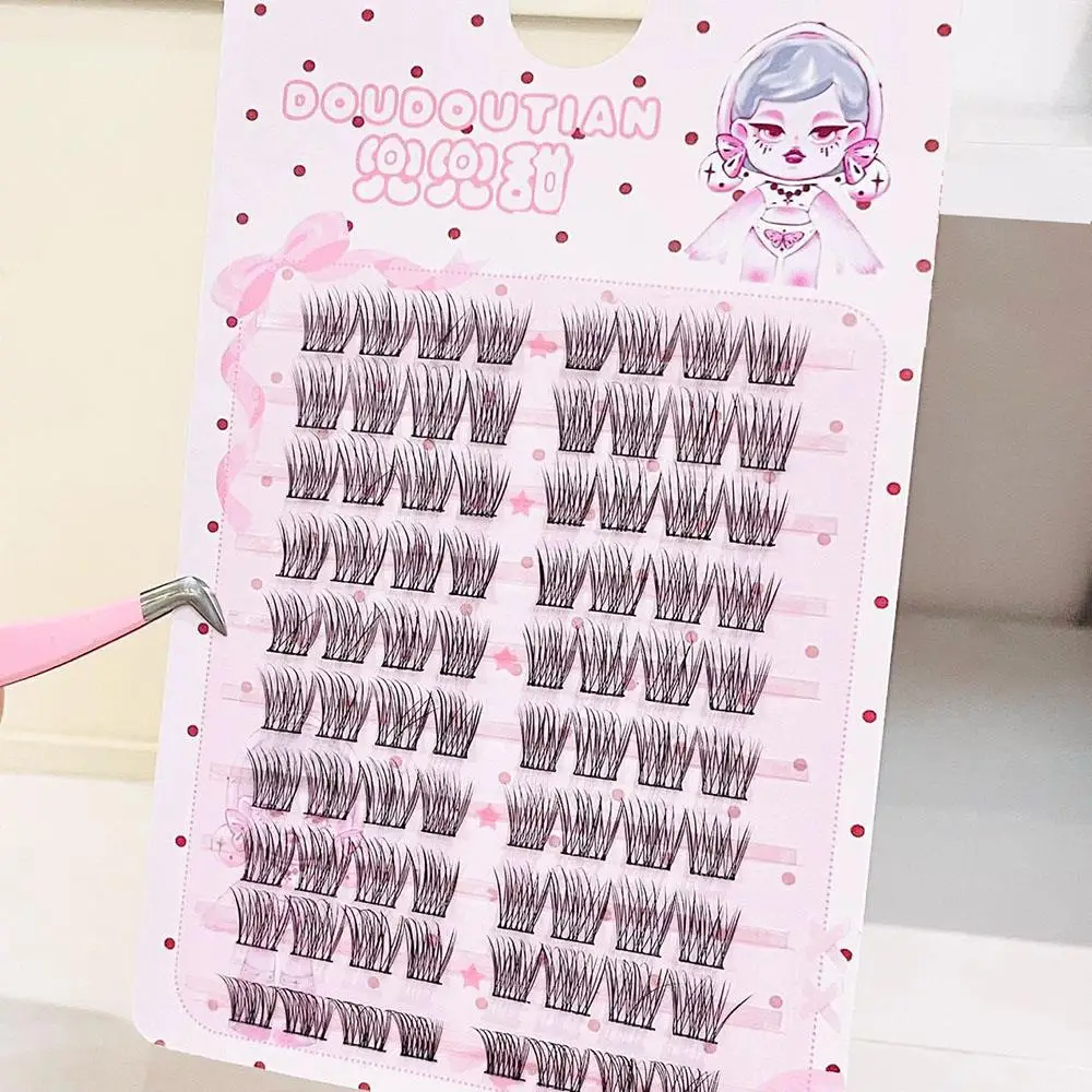 Flauschige Wimpernverlängerung, lange gefälschte Wimpern, Locken, Natur, Wimperntransplantation, Kreuz, falsche Wimpern, DIY-Make-up-Artikel, segmentierte Wimperncluster