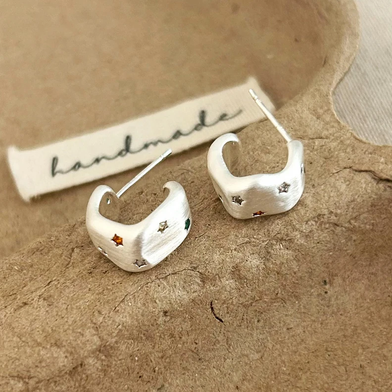 

PONYKISS Tibetan Silver 18K Gold Plated Zircon Star Stud Earrings for Women Classic Fashion Jewelry Light Luxury Accessories