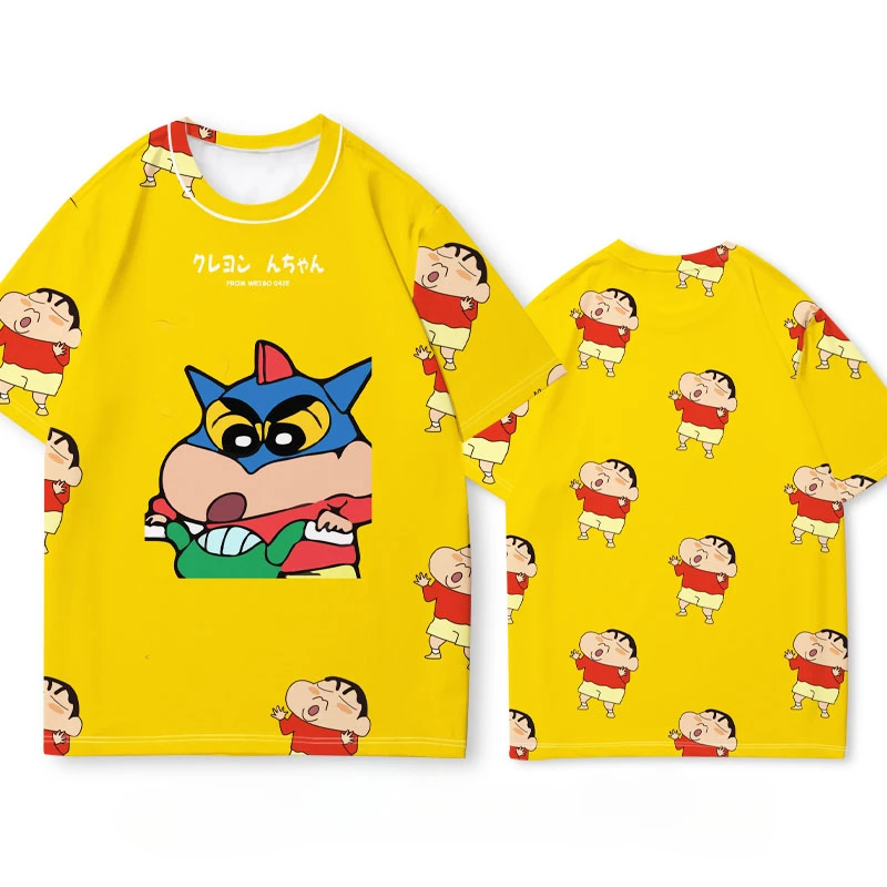 Crayon Small New Series of Clothes Joint T-shirt Boys and Girls Loose Short SleeveAdult Children Loose Animation Two Yuan Around