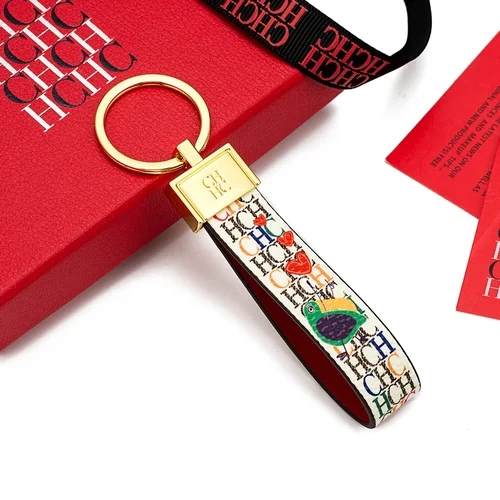 Imagen 1 del producto LLavero de cuero de alta gama CH Niche, diseño de impresión único, llavero de moda, regalos de estilo simples y exquisitos