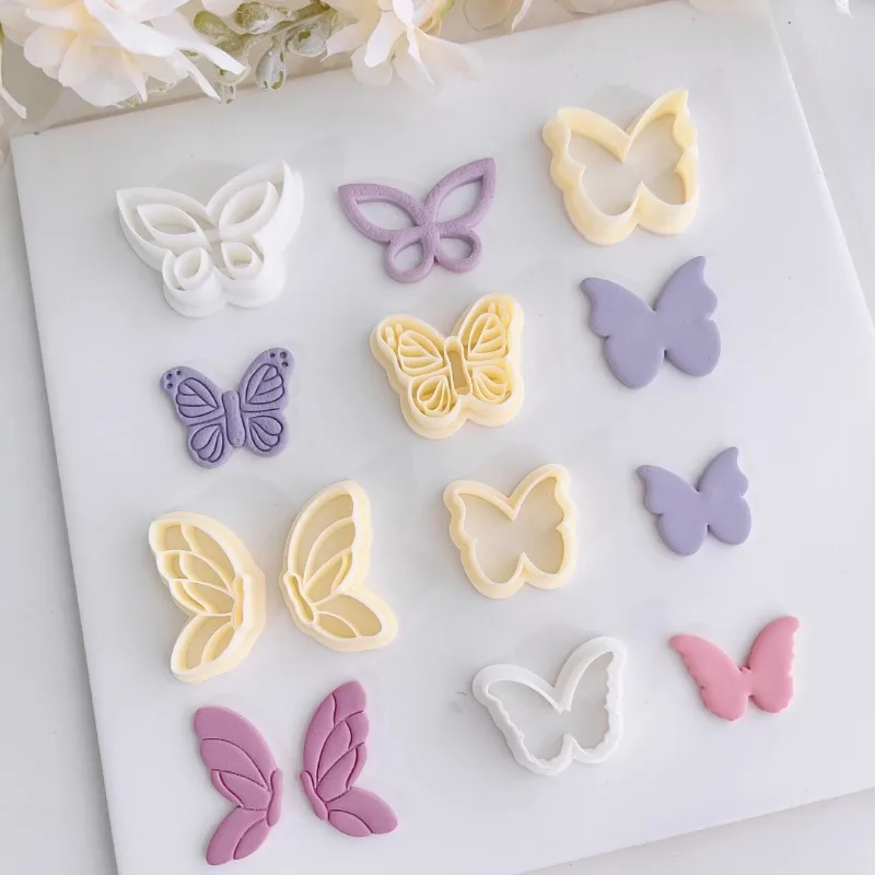 Butterfly Shaped Polymer Clay Cutter Molds Cute 3D Embossing Clay Tools for Jewelry Pendant Earring Modeling Cutting Craft Gifts