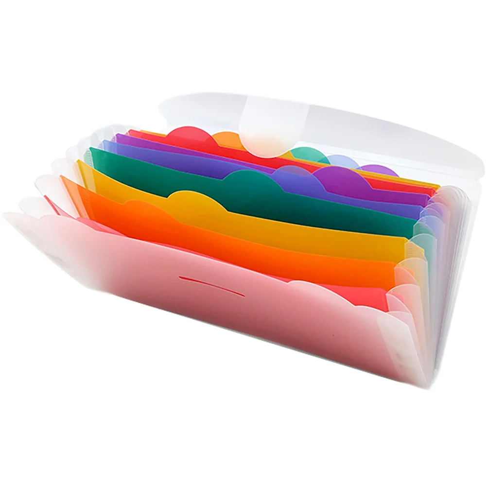 Accordion File Manager Bill Storage Bag Mini 7-grid Rainbow Folder Frosted Pp Multi-layer for Documents