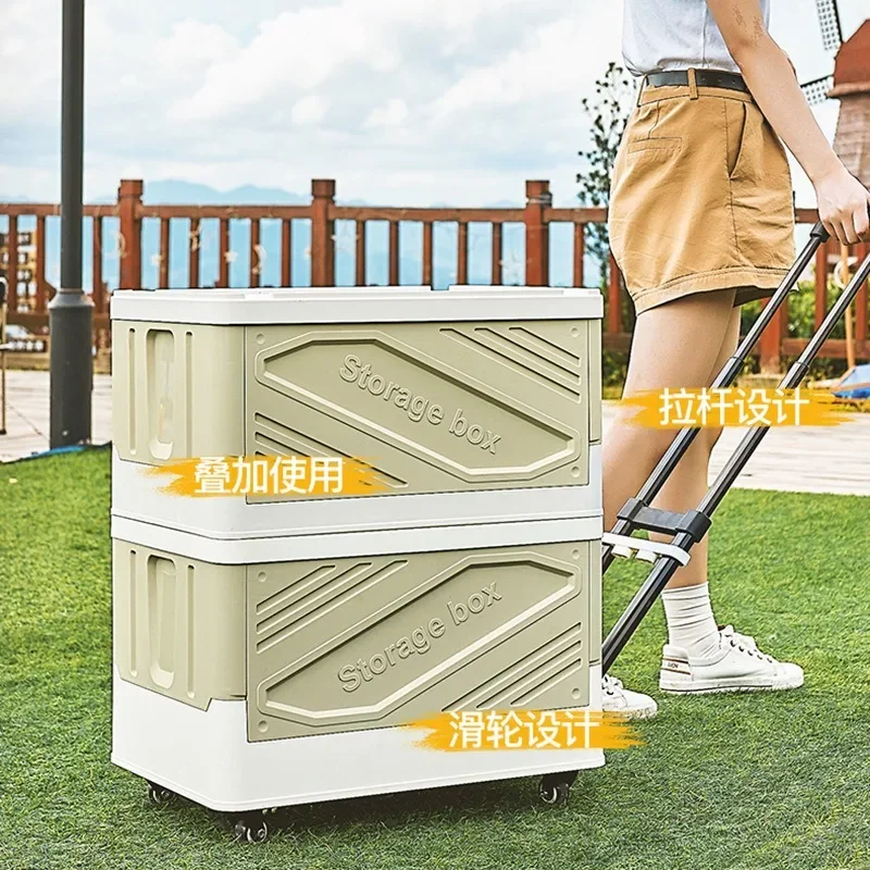 

Outdoor Wheeled Carts Foldable For Camping Car Picnic Travel Universal Pulley Foldable Trolley Stackable Adjustable Wheeled Cars