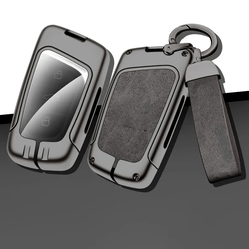 

New Zinc Alloy Leather Car Key Case Cover Holder Fob Protector Shell For Chery Arrizo 5 Little Ant QQ Auto Interior Accessories