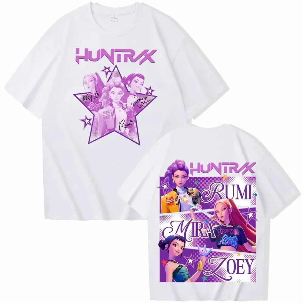 

Kpop Demon Hunters Fanmerch Mira Rumi Zoey Huntrix Shirt Summer Graphic Shirts Fan Gift Women Casual Cotton Oversized Tees
