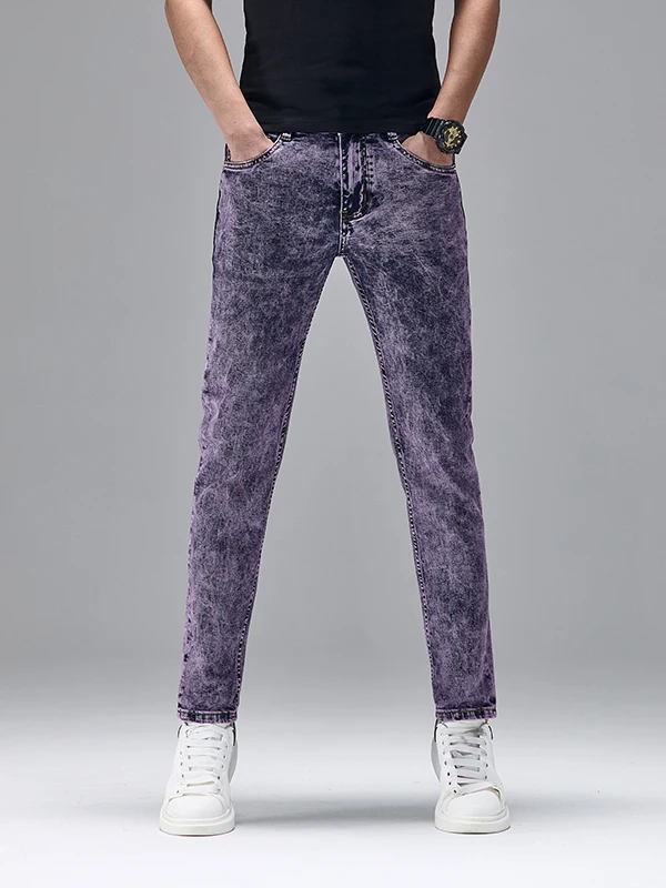 

High-End Retro Men's Slim Fit Jeans Elastic Versatile Spring Autumn New Sle Long Pants Casual Cotton Stretch Denim