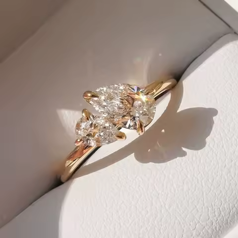 925 sterling silver inlaid zircon water drop ring for women high-end simple women's ring