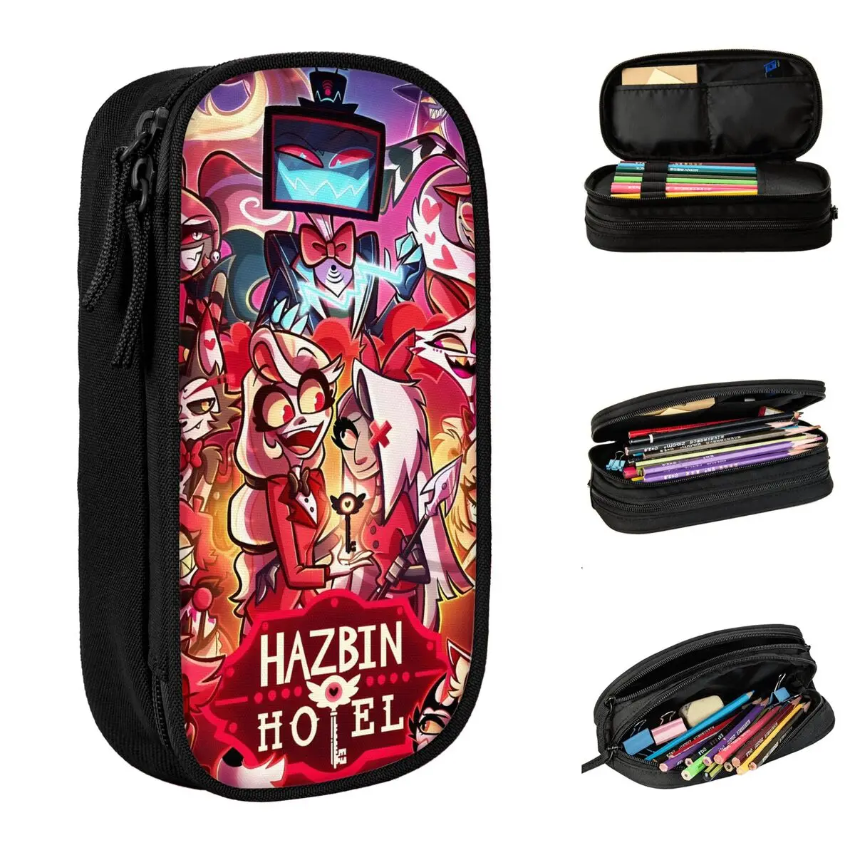 Vox Alastor Hazbin Hotels Pencil Case Kids Kawaii Pencil Box Pattern School Pencil Cases Stationery Gift Idea
