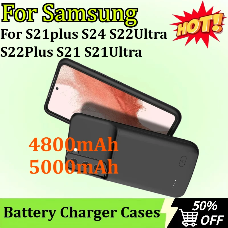 

4800/5000mAh Power Bank Battery Charger Case for Samsung S21plus S24 S22Ultra S22Plus S21 S21Ultra Powerbank Battery Case