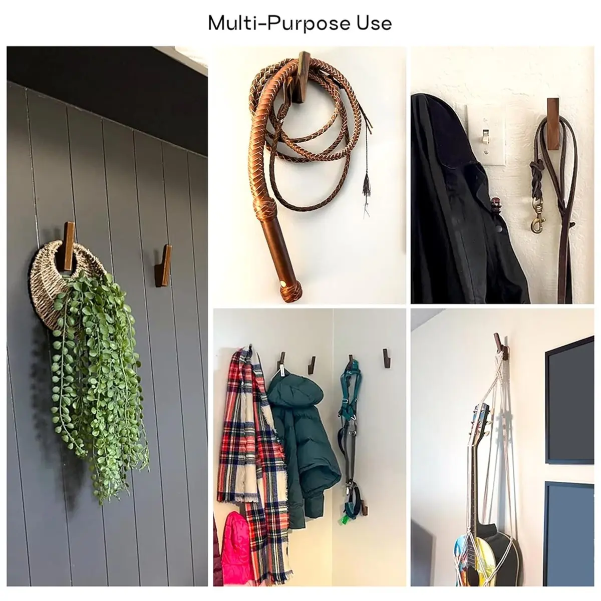 Nordic Solid Wood Hook Wall-Mounted Entrance Door Back Porch Bedroom Wooden Clothes Hook Punch-Free Storage Rack