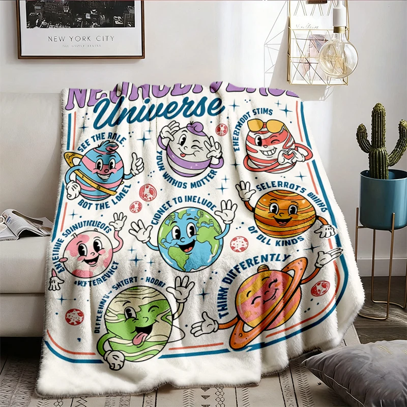 Neurodiverse Universe  Flannel Blanket, Autism Awareness Flannel Throw, Space Neurodiversity Sped