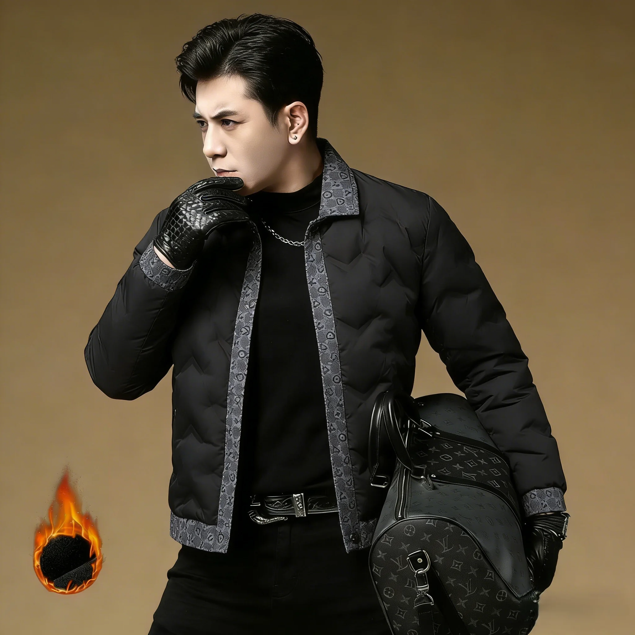 

Утепленная белая пуховая куртка Slim Fit с воротником-стойкой, теплая верхняя одежда, повседневное городское пальто с длинными рукавами