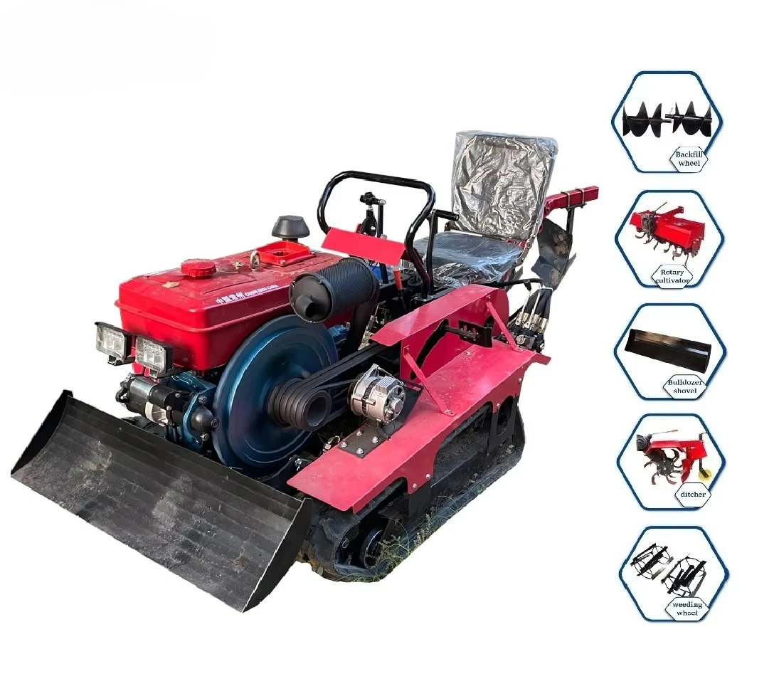 Factory Made Small Rubber Crawler/4 Wheel Drive Farm Tractor Machine Tiller for Orchard Greenhouse