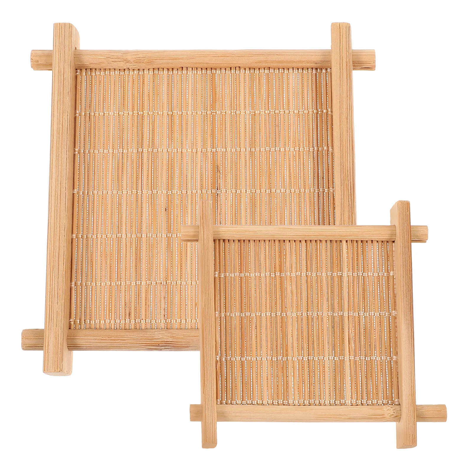 

2 Pcs Bamboo Tea Cup Coaster Mats Material Photo Prop Food Background Pad Coffee Table Office Decor Placemat Stability