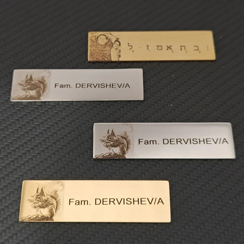 

Customized Engrave Photo Mailbox Plate Text Adhesive Stainless Steel Mailbox Tape Logo Nameplate Brooch Jewelry For Men Women