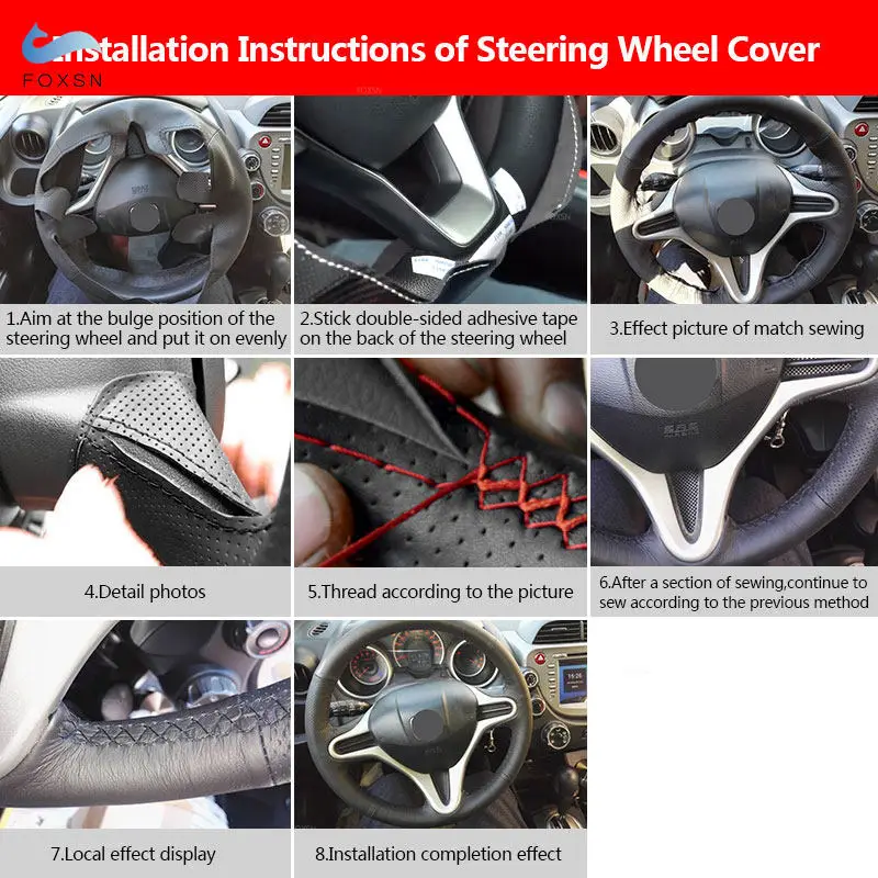 Car Accessories Interior Hand Sewing Steering Wheel Leather Cover For Kia Sportage 3 2011 2012 2012 2014 -2017 For KIA Ceed 2010