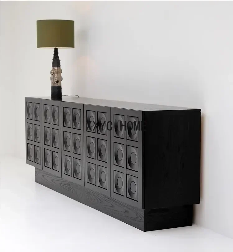 

Solid Wood Tea Wine Cabinet Simple Entryway Shoe Storage Cabinet