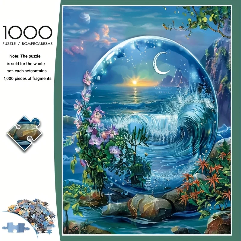 1000 Stück Hell Difficulty Mini-Puzzle – 38,0 x 26,01 cm, langlebiges, dickes Papier, DIY-Hobby-Kunstdekoration, rahmenlos, ideal zum Geburtstag, Ha