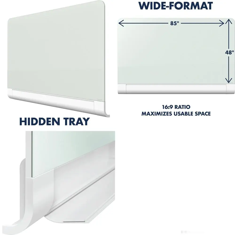 

Бесрамная магнитная доска для сухого стирания широкого формата 50 x 28, со скрытым подносом, серия Horizon G5028HT