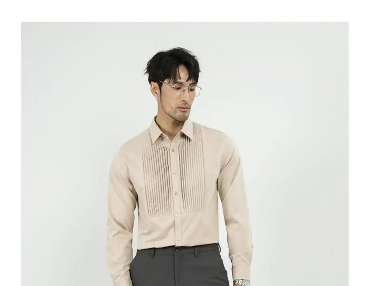 New Korean Fashion Autumn Shirts Men Street Hipster England Style Elegant Fashion Gentle Vintage Solid Color Chic Clothes WT8