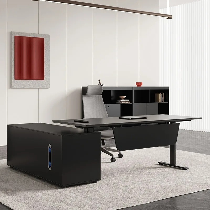 Lifting boss table President manager office table Light luxury supervisor office desk and chair combination Simple modern class