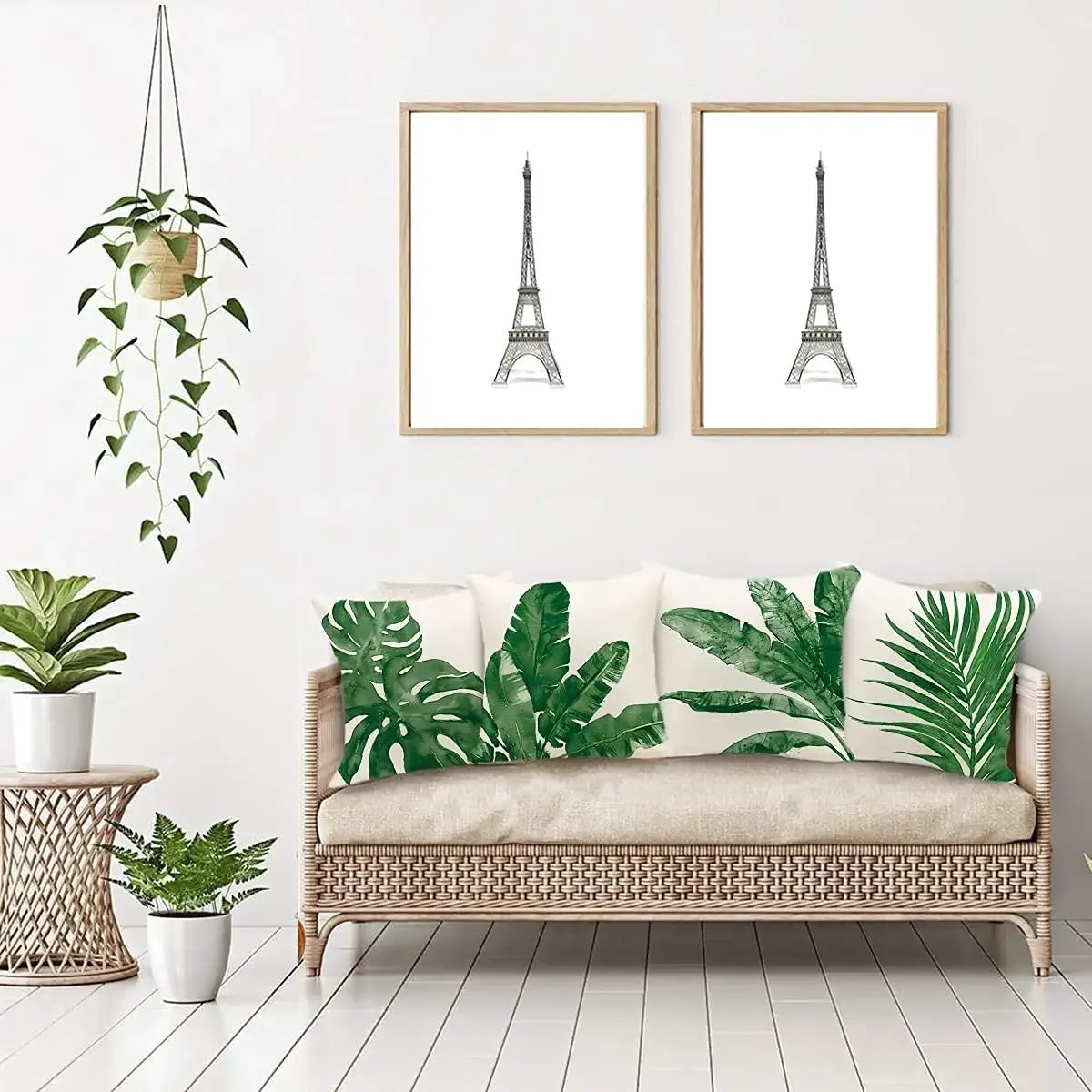 Short plush material pillowcaseTropical Green Plant Palm Leaf Banana  Pillowcase Sofa Cushion Cover Home Decor  Aesthetics