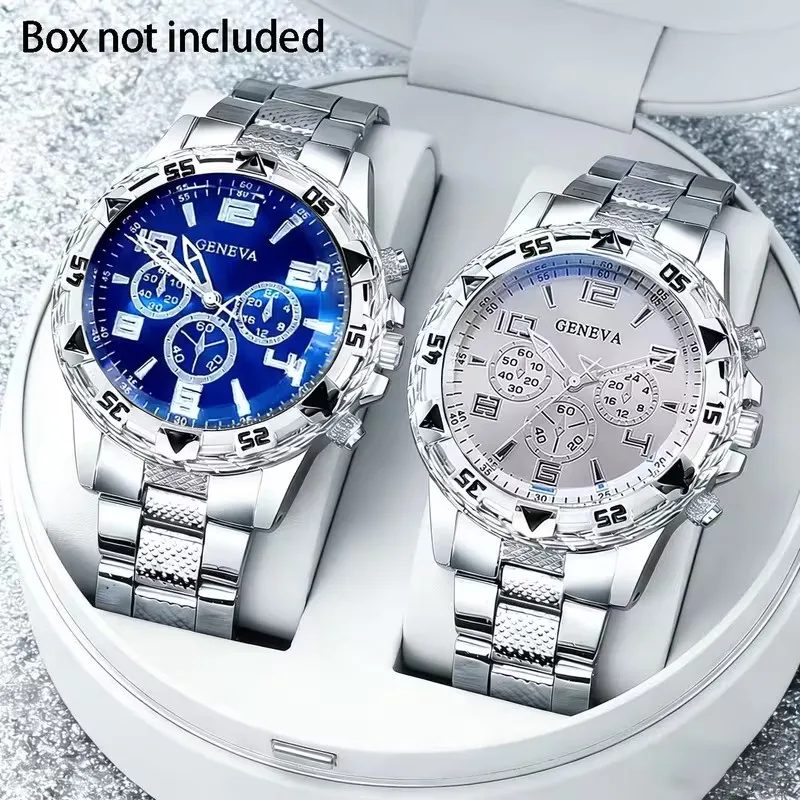 2Pcs Men's Fashionable Trendy Quartz Watch Set, the Perfect Gift for Him on Birthdays, Anniversaries, Father's Day, and Christmas