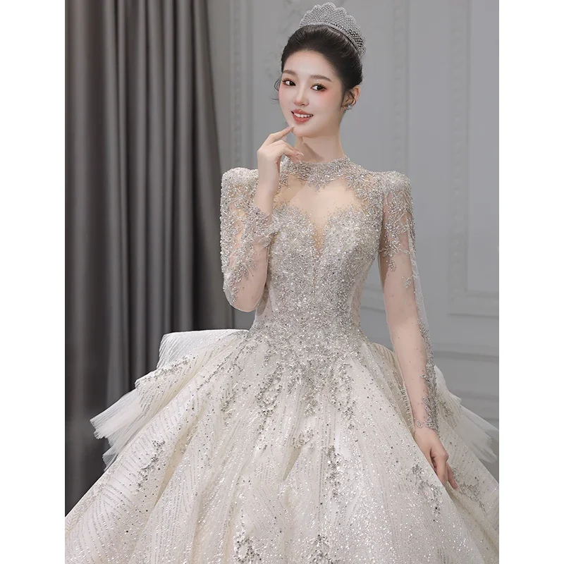 French Princess Wedding Dress New Bridal Palace Style Large Tail High Quality Texture Main Yarn White Mermaid Wedding Dress