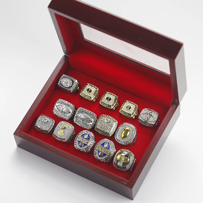 14PCS Fantasy Football Rings 2010 to 2023 Championship Rings Collection FFL Championship Trophy Gift With Display Box
