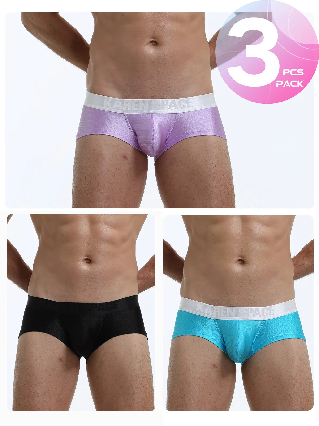 Ropa interior Sexy para hombre, calzoncillos tipo bóxer, bragas originales de seda helada, calzoncillos transpirables, ultrafinos, transparentes, divertidos, con descuento Gay, 3 uds.
