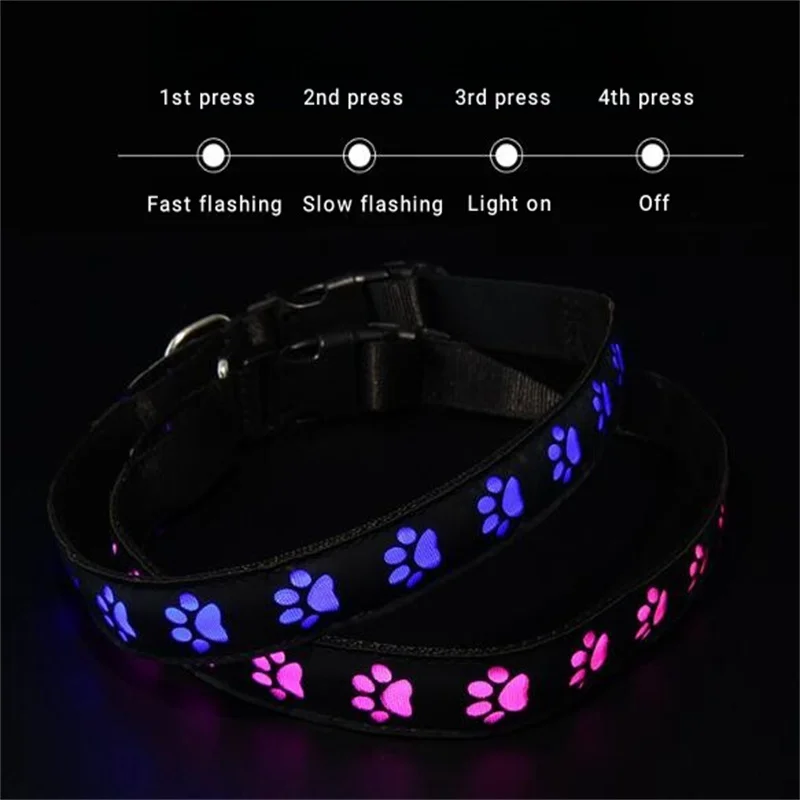 형광 개 목걸이 야간 산책 안전 LED 조명 목걸이, 애완동물 보호 목걸이, 빛나는 Martingale 목걸이 액세서리