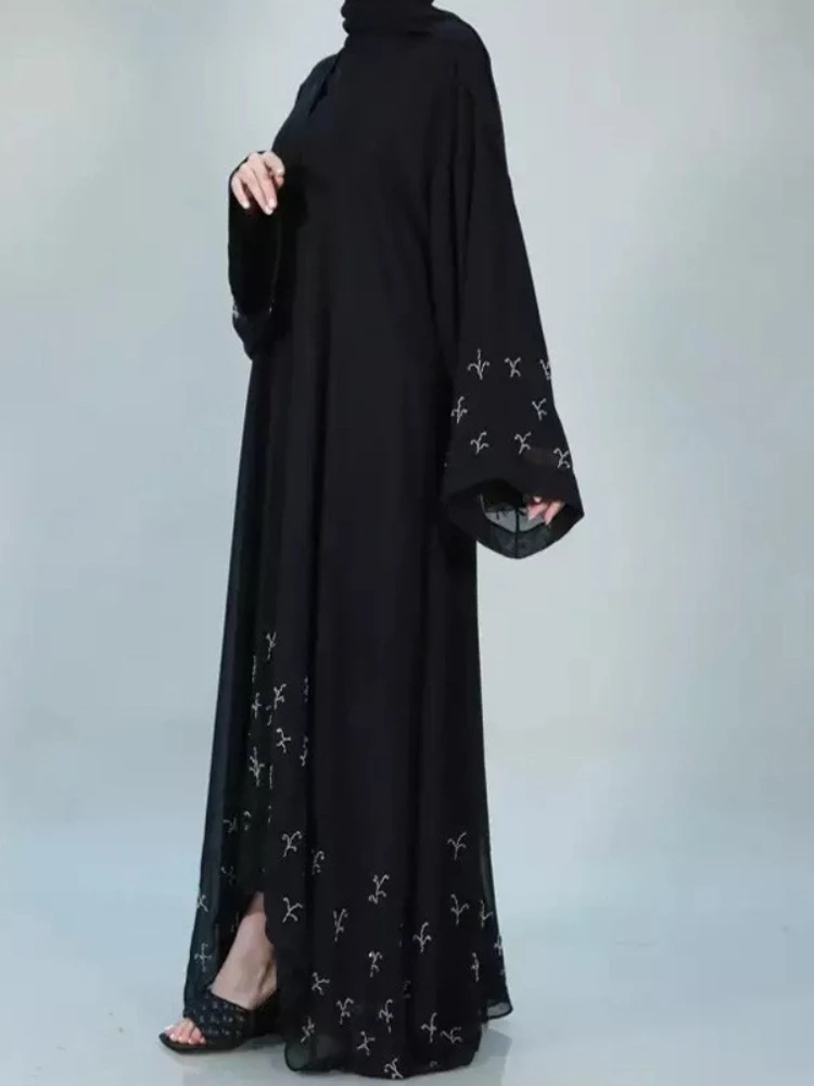 Eid Prayer Muslim Morocco Dress Women Diamond Abaya Elegant Ramadan Party Dresses Dubai Islam Kaftan Robe Longue Vestidos Largo