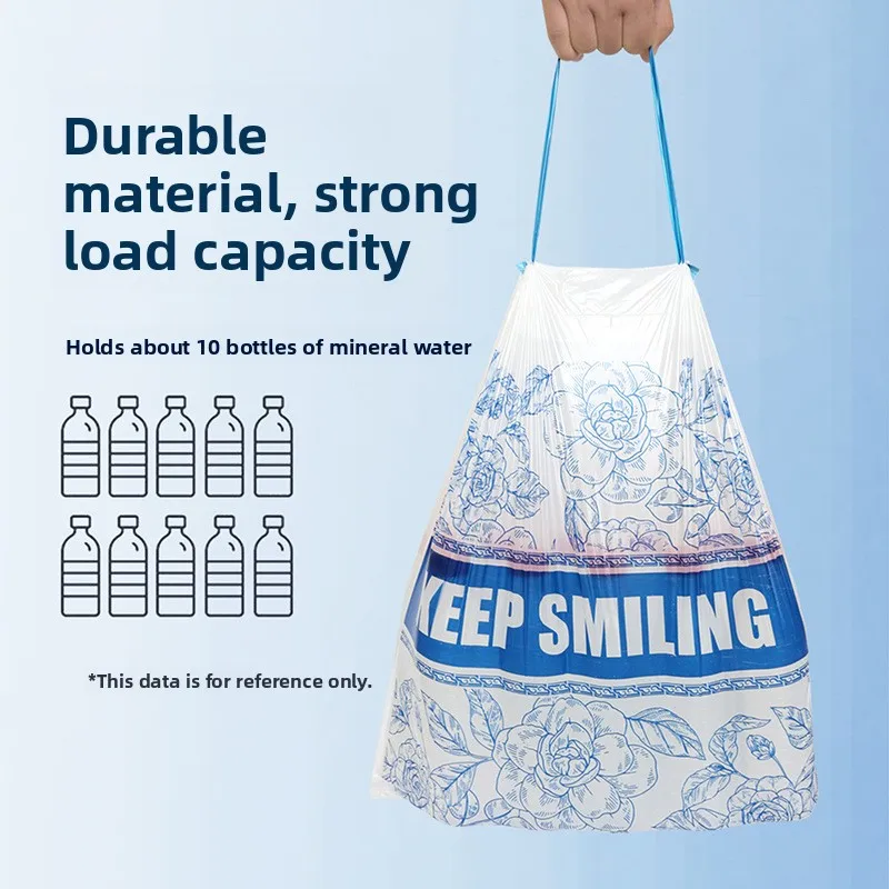 Thickened Drawstring Kitchen Garbage Bags Extra Thick Handheld Cleaning Bags Home Use Large Size Food Waste Disposal Bags
